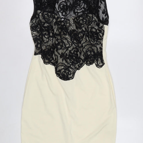 Quiz Women’s Black & White Lace Bodycon Dress Size 12