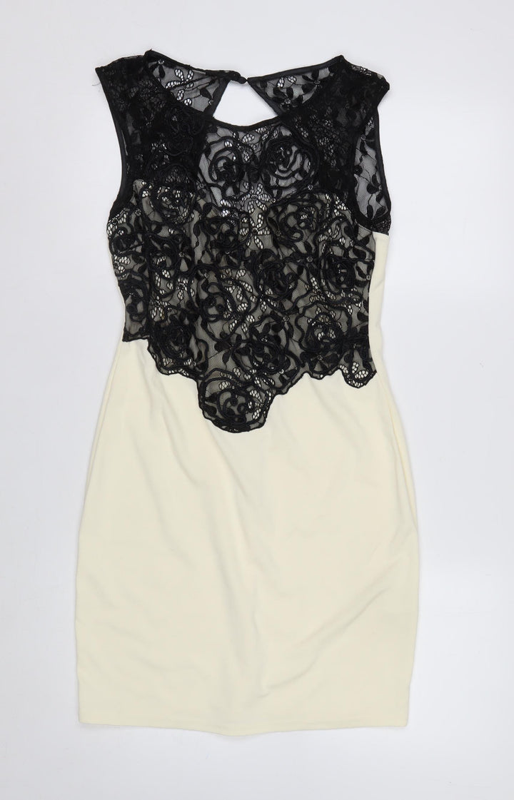 Quiz Women’s Black & White Lace Bodycon Dress Size 12