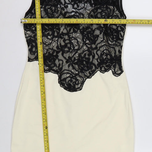 Quiz Women’s Black & White Lace Bodycon Dress Size 12