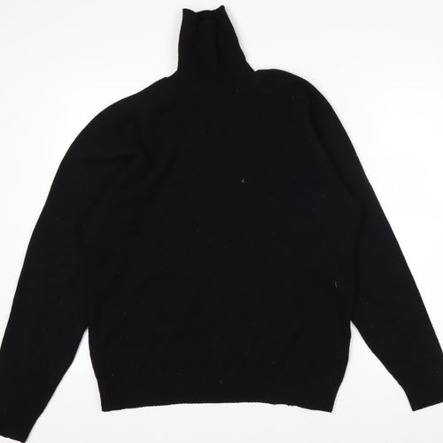 Springfield Originals Men's Black Wool Roll Neck Jumper Size M