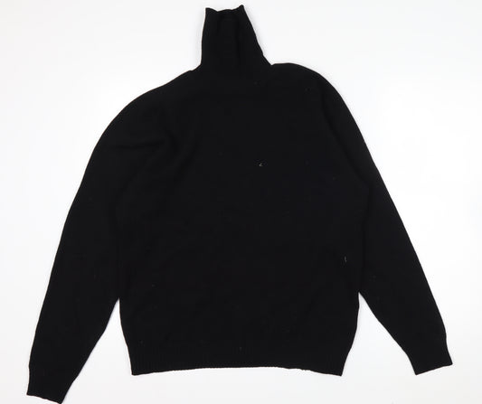 Springfield Originals Men's Black Wool Roll Neck Jumper Size M