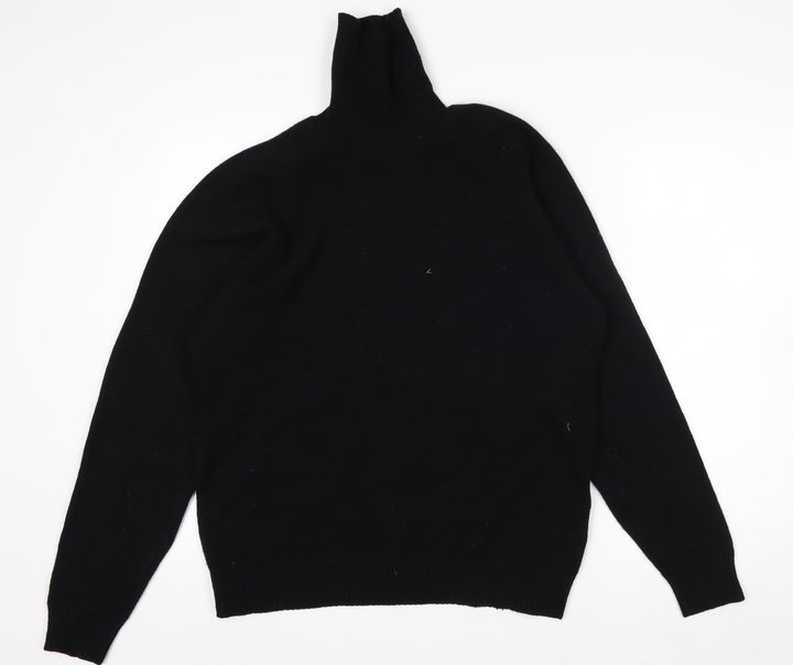 Springfield Originals Men's Black Wool Roll Neck Jumper Size M