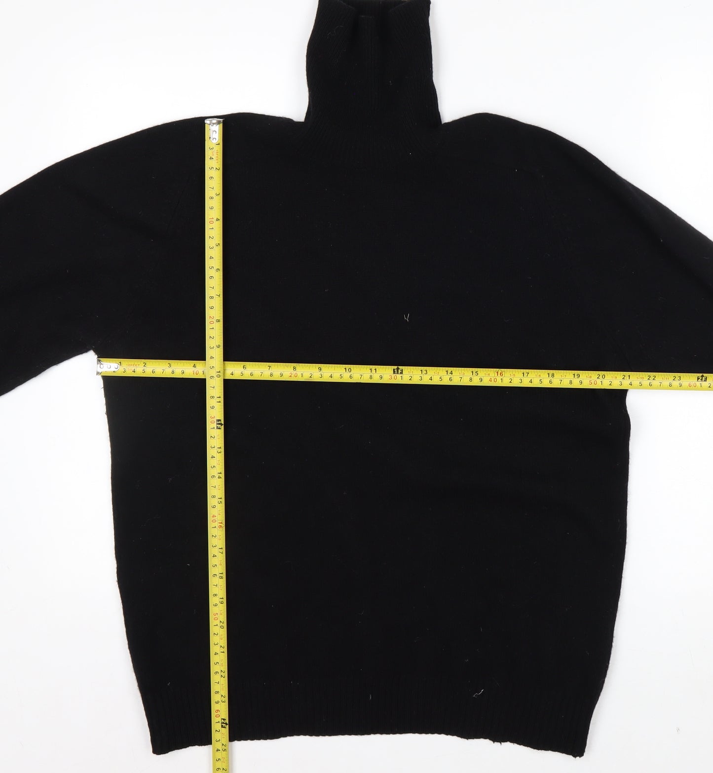 Springfield Originals Men's Black Wool Roll Neck Jumper Size M