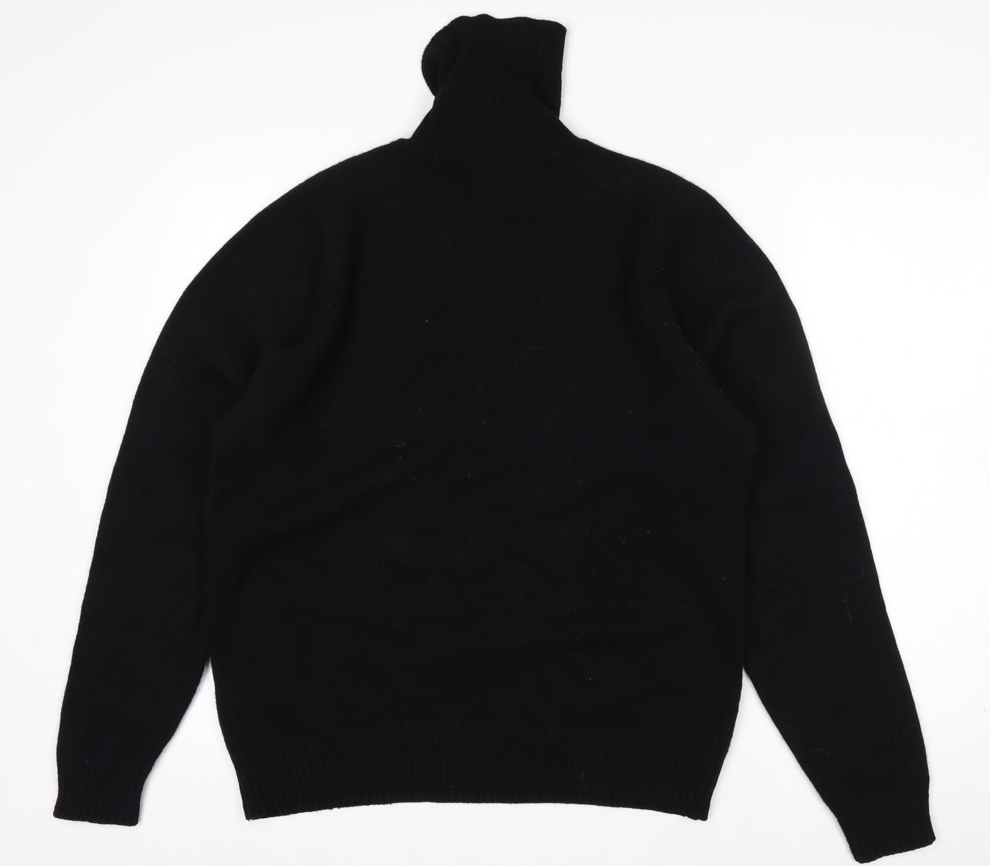 Springfield Originals Men's Black Wool Roll Neck Jumper Size M