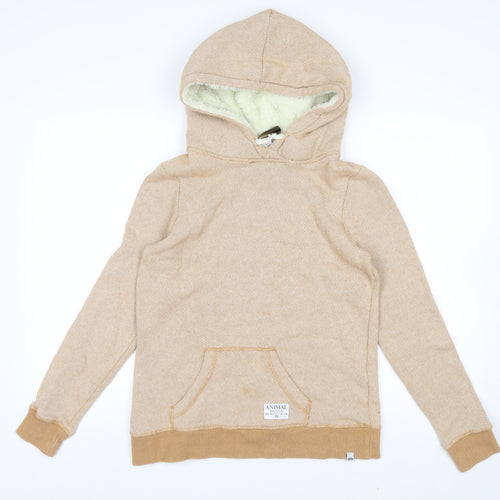 Animal Womens Beige Hooded Pullover Hoodie Size 8 Cotton Blend Lined