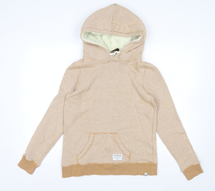 Animal Womens Beige Hooded Pullover Hoodie Size 8 Cotton Blend Lined