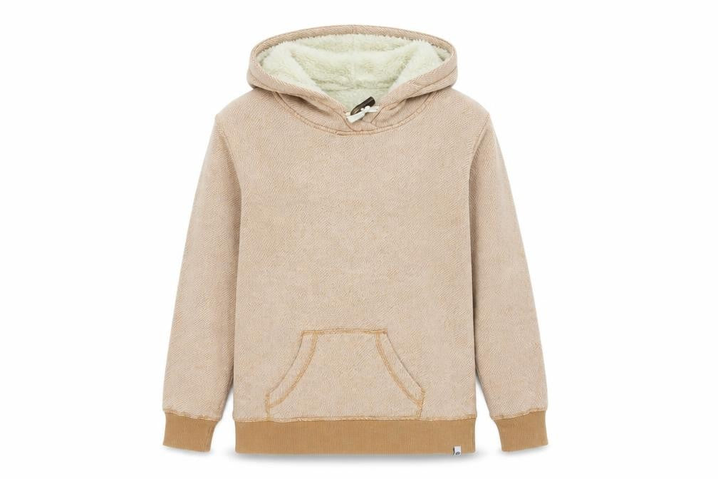 Front view of Animal women’s beige hooded pullover hoodie, size UK 8, cotton blend lined
