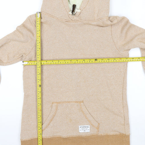 Animal Womens Beige Hooded Pullover Hoodie Size 8 Cotton Blend Lined
