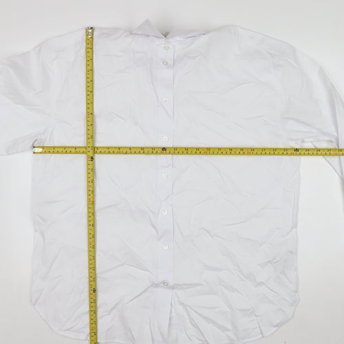 Marks and Spencer Women's White Cotton Long Sleeve Button-Up Shirt Size 12