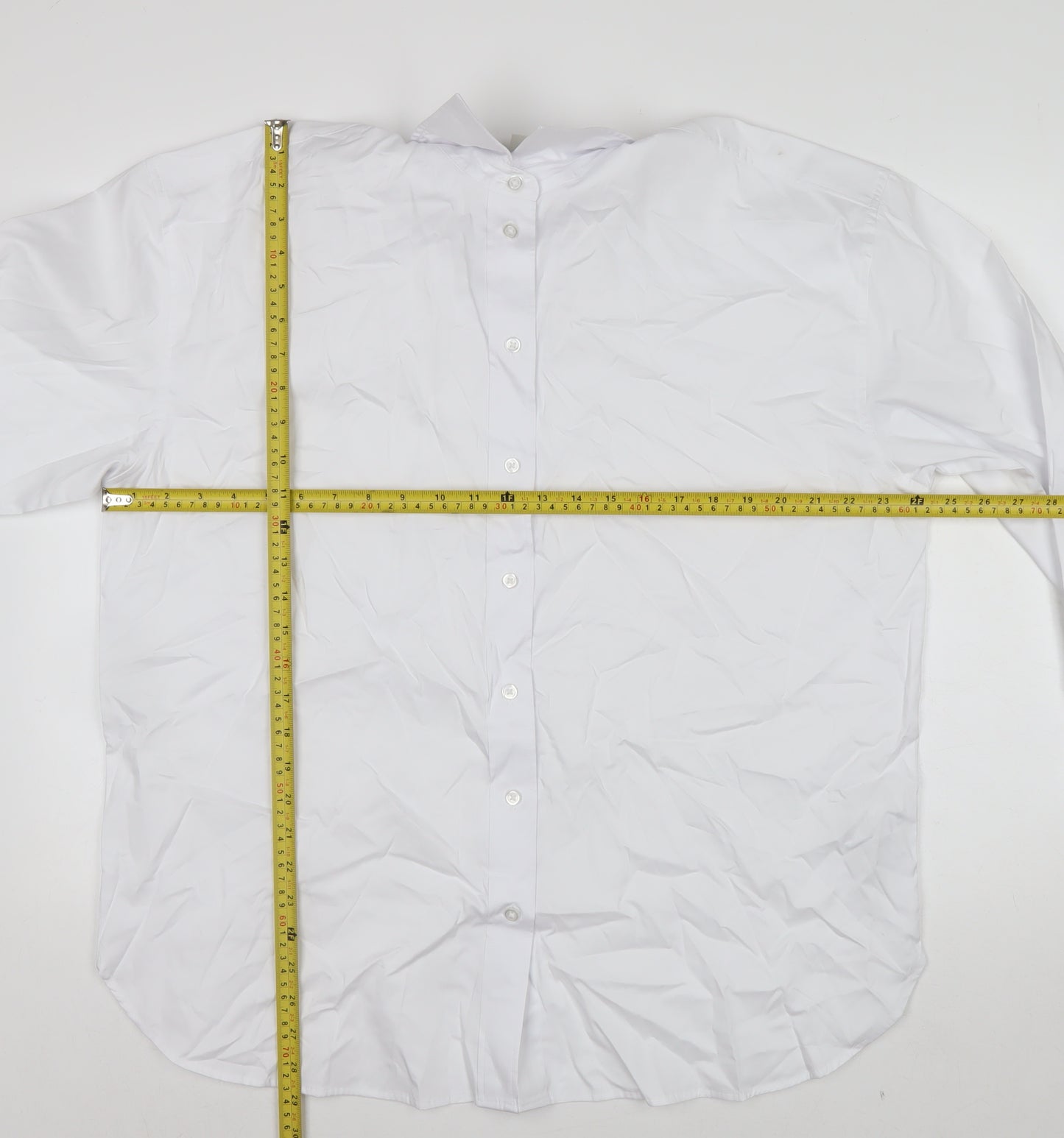 Marks and Spencer Women's White Cotton Long Sleeve Button-Up Shirt Size 12