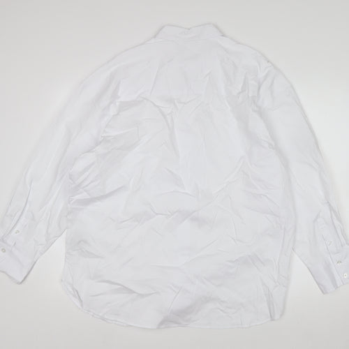 Marks and Spencer Women's White Cotton Long Sleeve Button-Up Shirt Size 12