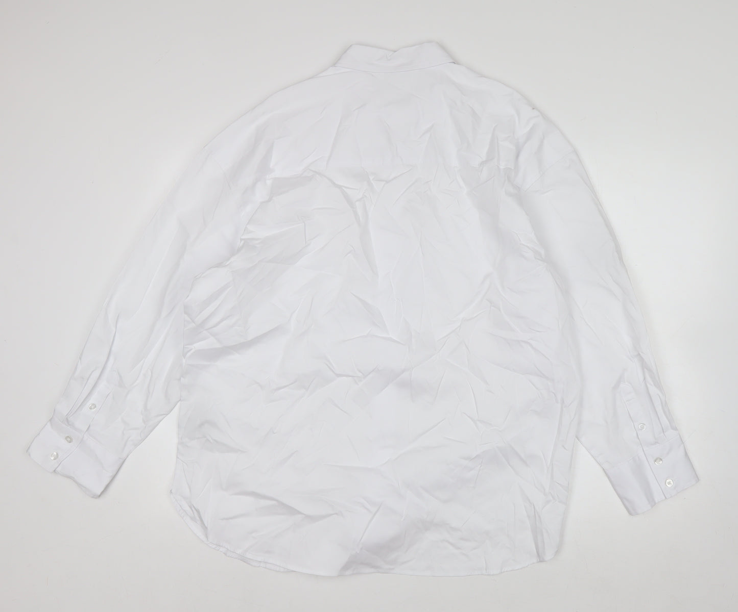 Marks and Spencer Women's White Cotton Long Sleeve Button-Up Shirt Size 12