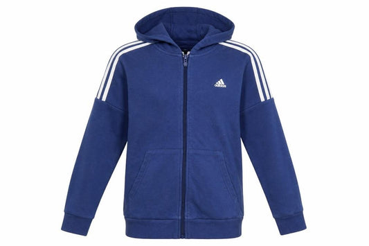 Adidas Boys Blue Full Zip Hoodie 13-14 Years Cotton Blend Lined Sportswear