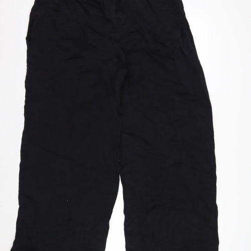 Marks and Spencer Womens Black Linen Blend Cropped Trousers Size 14 Regular