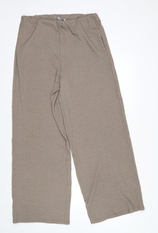 Marks and Spencer Womens Beige Size 14 Wide-Leg Trousers