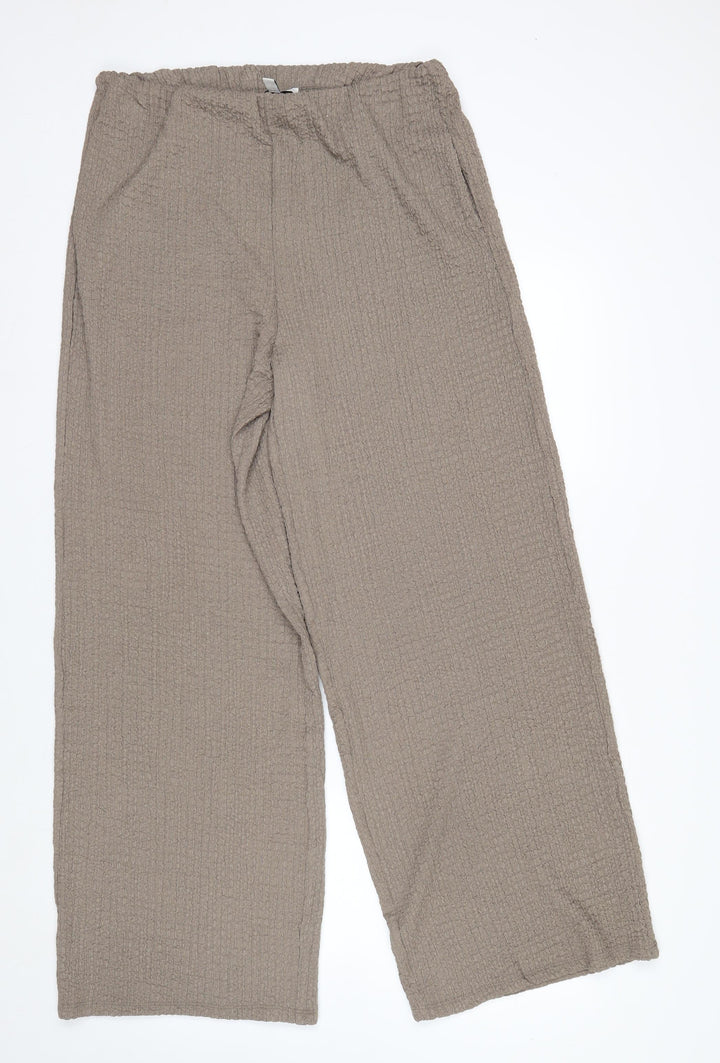 Marks and Spencer Womens Beige Size 14 Wide-Leg Trousers