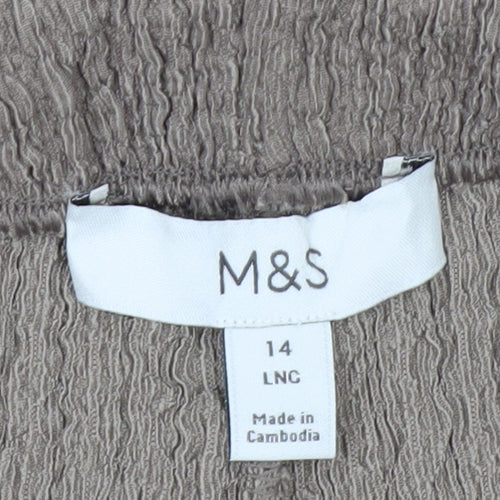 Marks and Spencer Womens Beige Size 14 Wide-Leg Trousers