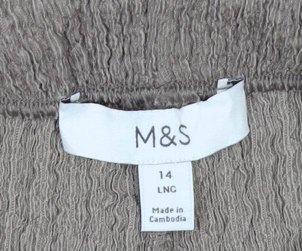 Marks and Spencer Womens Beige Size 14 Wide-Leg Trousers