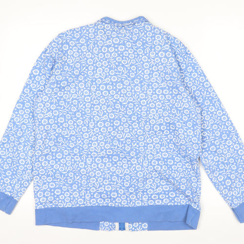 Country Rose Women Blue Floral Quilted Zip Jacket M