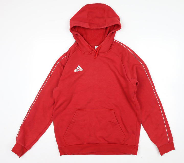 Adidas Men Red Pullover Hoodie Medium Fleece Lined Sportswear