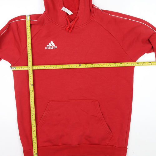 Adidas Men Red Pullover Hoodie Medium Fleece Lined Sportswear
