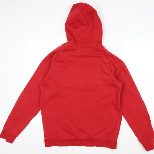 Adidas Men Red Pullover Hoodie Medium Fleece Lined Sportswear