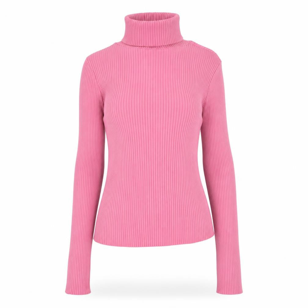 ASOS DESIGN Women’s Pink Roll Neck Ribbed Long Sleeve Top Size 10