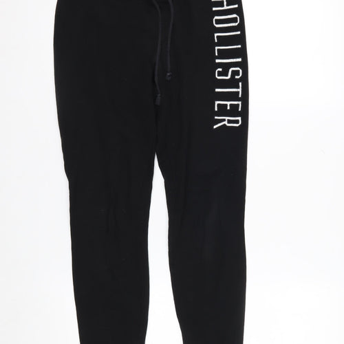 Hollister Women Black Jogger Sweatpants S Cotton Blend Drawstring