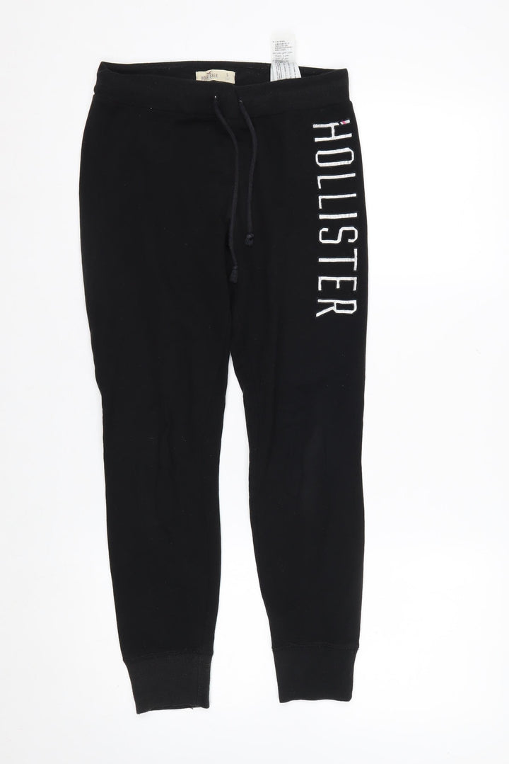 Hollister Women Black Jogger Sweatpants S Cotton Blend Drawstring