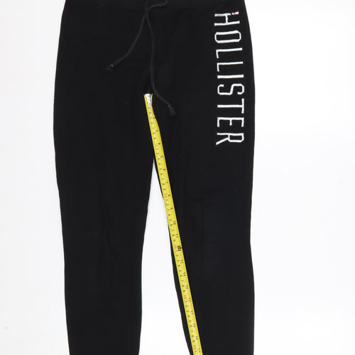 Hollister Women Black Jogger Sweatpants S Cotton Blend Drawstring