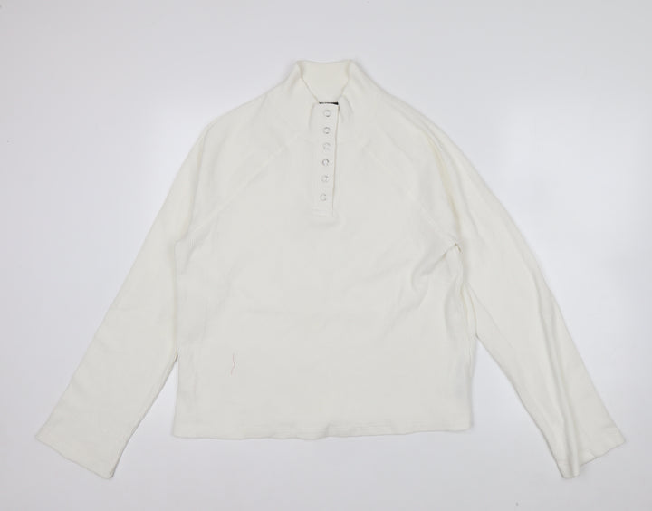 ASOS DESIGN Women's Ivory Mock Neck Button-Up Top Size S