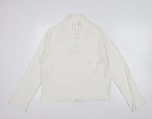 ASOS DESIGN Women's Ivory Mock Neck Button-Up Top Size S