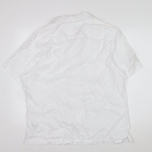 Marks and Spencer Autograph Men's White Linen Blend Short Sleeve Shirt Size L