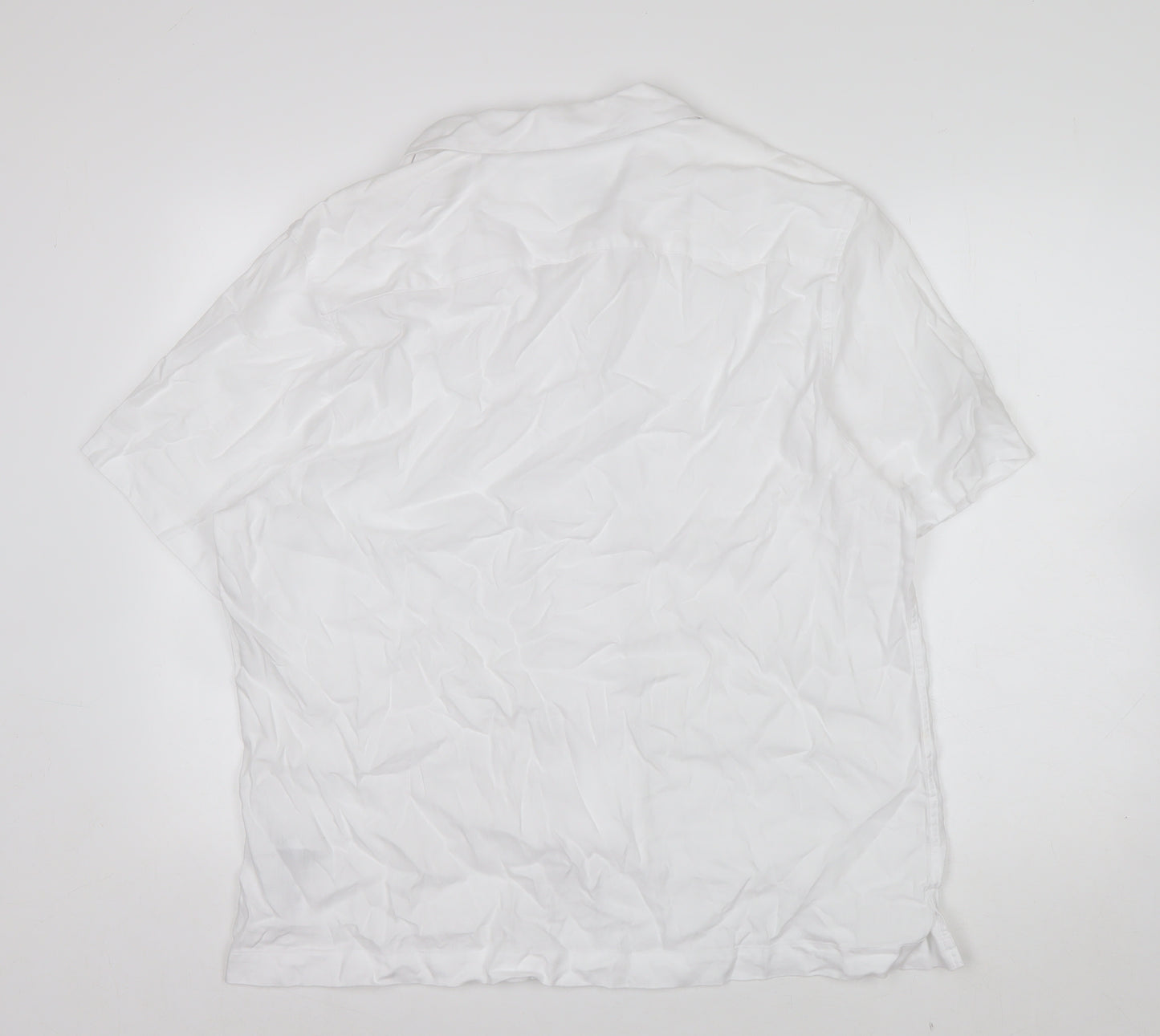 Marks and Spencer Autograph Men's White Linen Blend Short Sleeve Shirt Size L