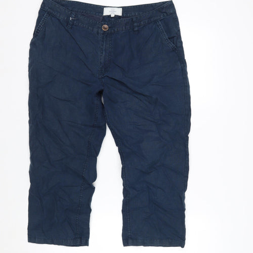 Fat Face Womens Blue Cotton Wide-Leg Trousers UK 14