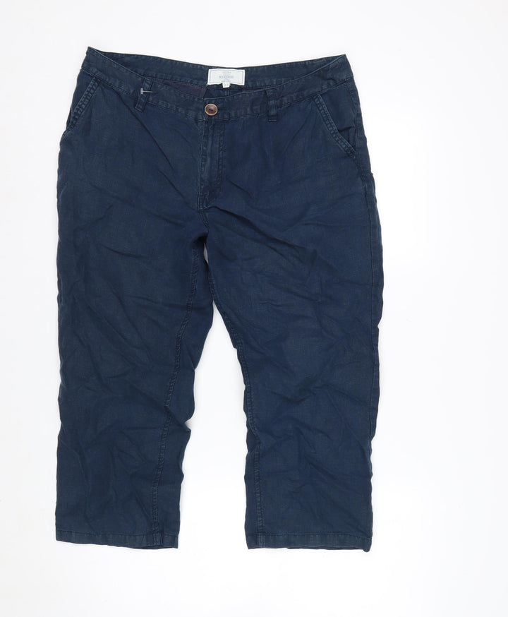 Fat Face Womens Blue Cotton Wide-Leg Trousers UK 14