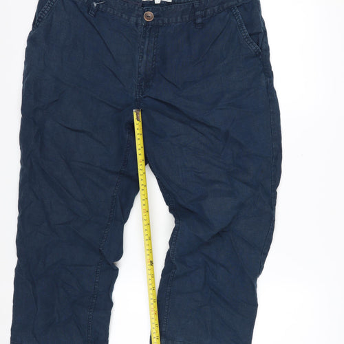 Fat Face Womens Blue Cotton Wide-Leg Trousers UK 14