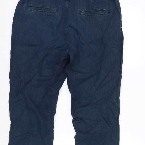 Fat Face Womens Blue Cotton Wide-Leg Trousers UK 14