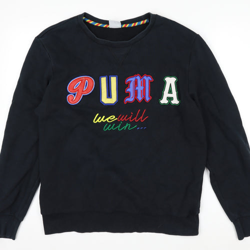 Puma Womens Black Medium Pullover Sweatshirt Embroidered Logo