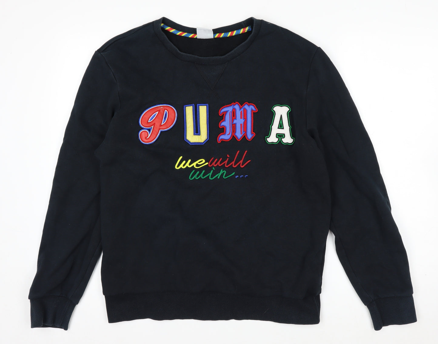 Puma Womens Black Medium Pullover Sweatshirt Embroidered Logo