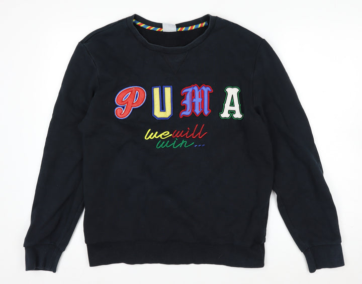Puma Womens Black Medium Pullover Sweatshirt Embroidered Logo