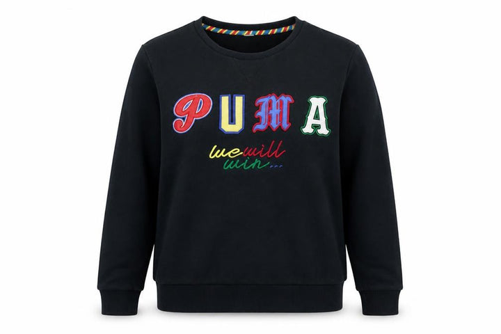 Puma Womens Black Medium Pullover Sweatshirt Embroidered Logo