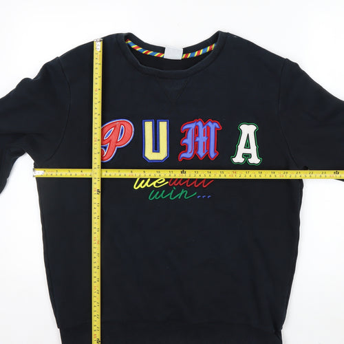 Puma Womens Black Medium Pullover Sweatshirt Embroidered Logo