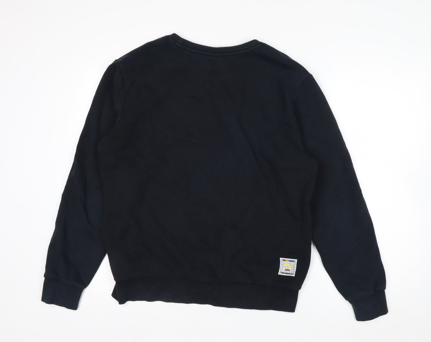 Puma Womens Black Medium Pullover Sweatshirt Embroidered Logo