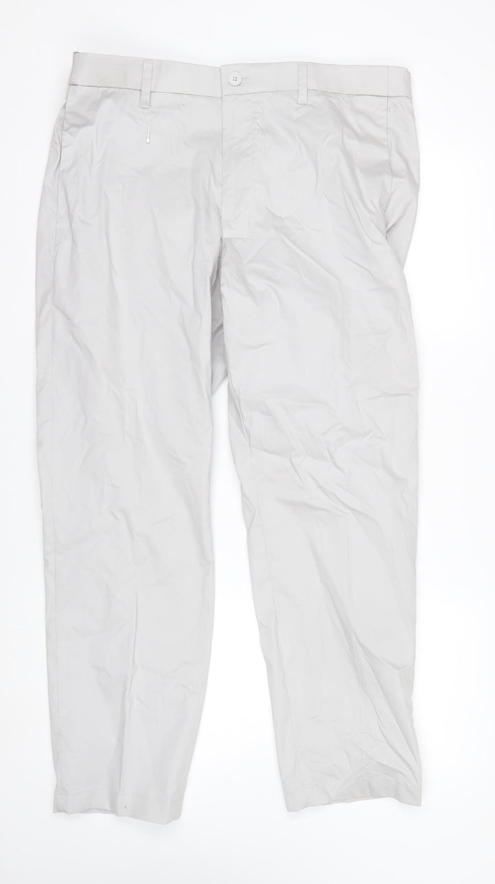 Marks and Spencer Autograph Men's Grey Regular Fit Chino Trousers 36x29