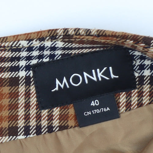 Monki Women's Brown Check A-Line Mini Skirt Size 12