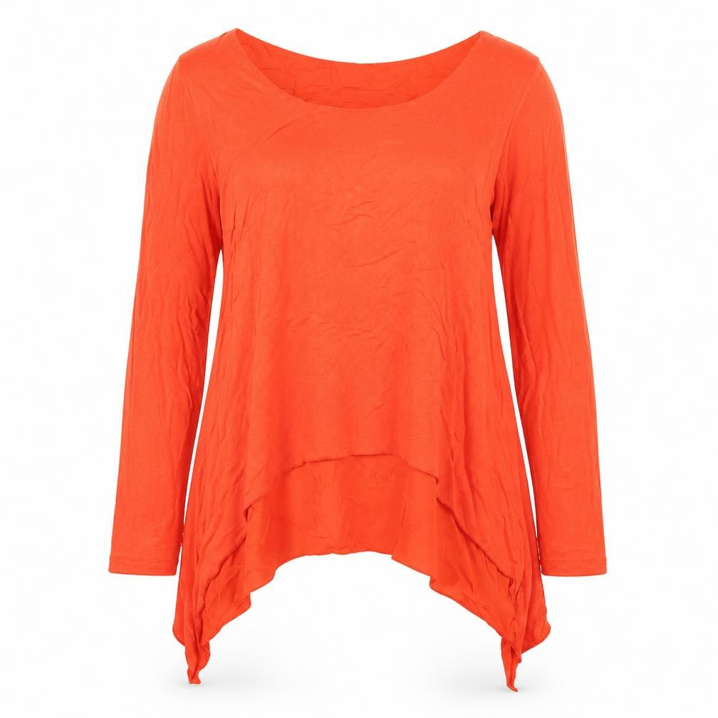 Front view of Phase Eight Women's Orange Long Sleeve Viscose Tunic Top UK 14