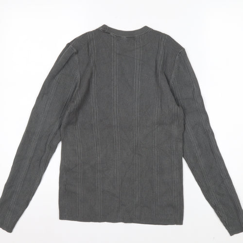 Marks and Spencer Womens Dark Olive Ribbed Knit Long Sleeve Top Size 12