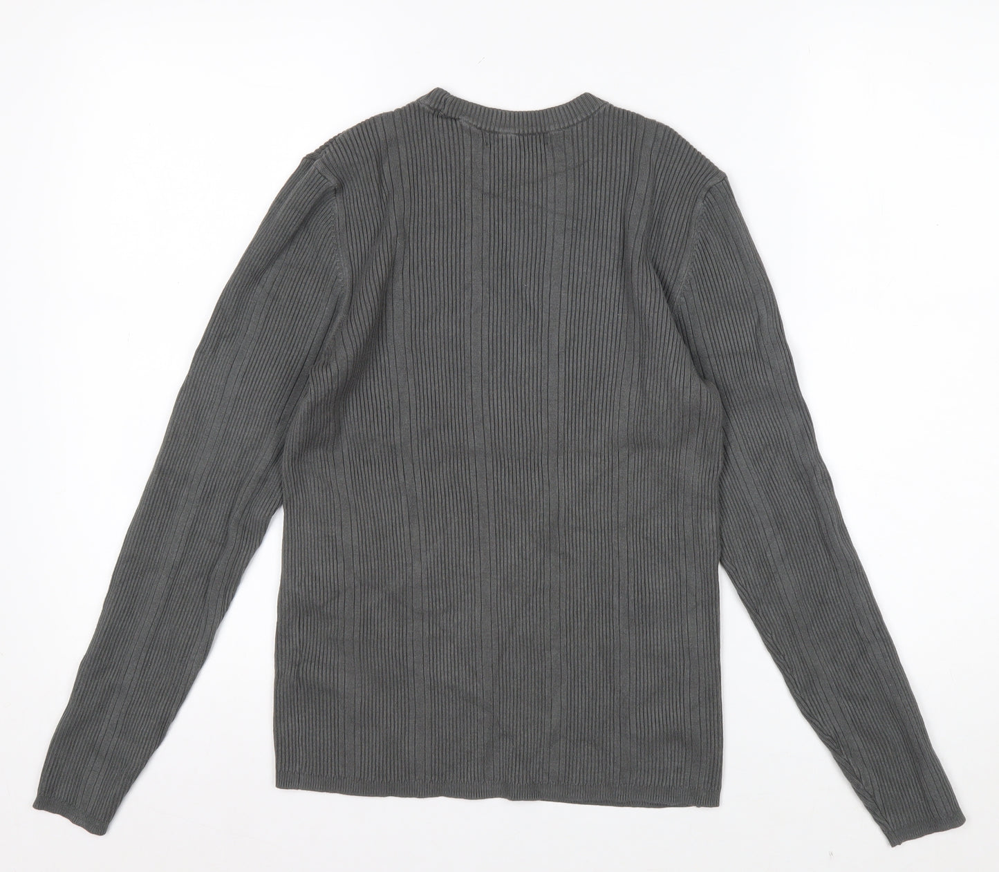 Marks and Spencer Womens Dark Olive Ribbed Knit Long Sleeve Top Size 12