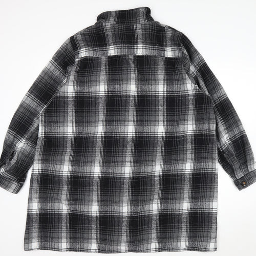 Yours Womens Black Check Flannel Coatigan Size 22 Long Sleeve